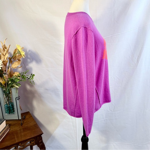 Lisa Todd Pucker Up Lip Graphic Wool Cashmere Sweater Pink Size L🧡 - Picture 4 of 12